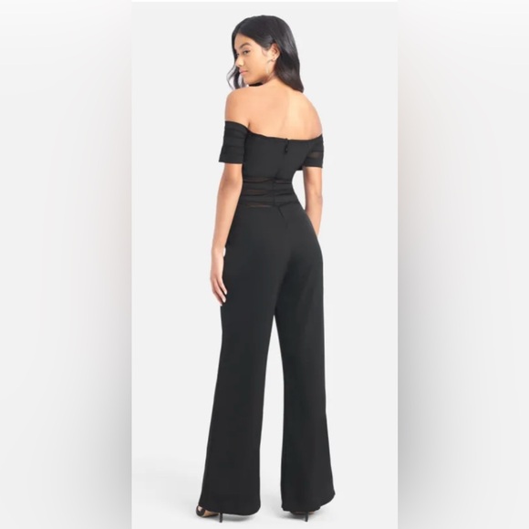 Bebe off shoulder mesh panel jumpsuit - Picture 3 of 8
